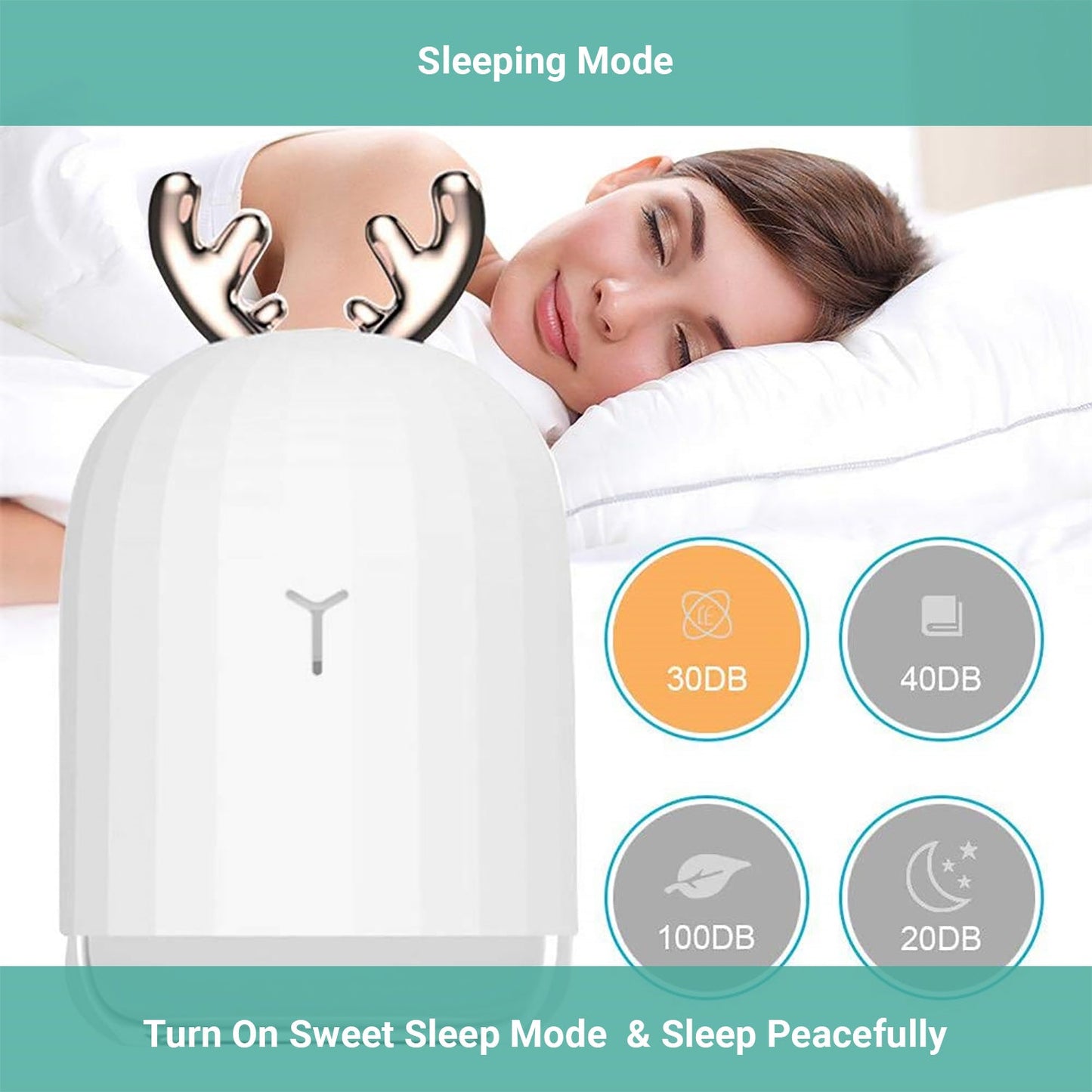 Wasel Mini Desk Air Humidifier Aromatherapy USB LED Lights Deer Rabbit Shaped