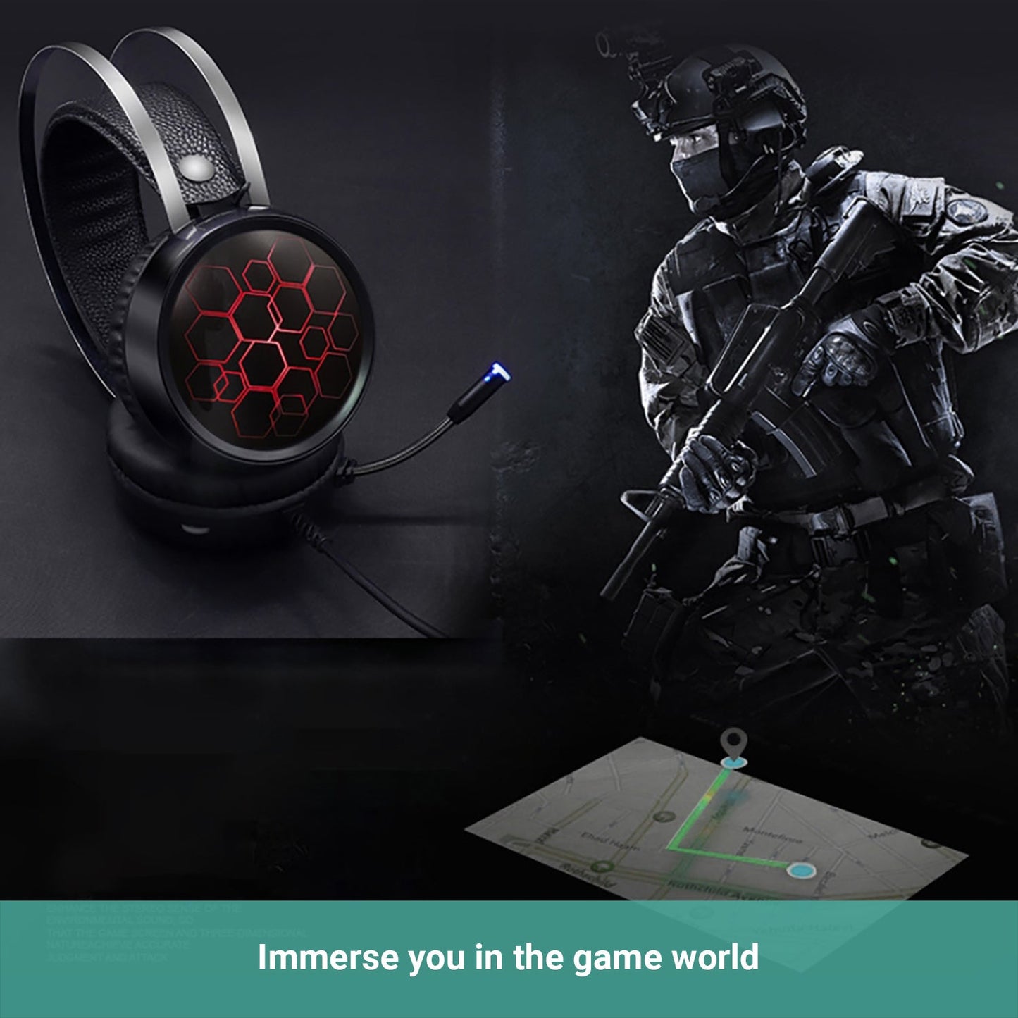 Kartech Gaming Headset Wired Game LED Light Headphones Microphone Noise Cancel