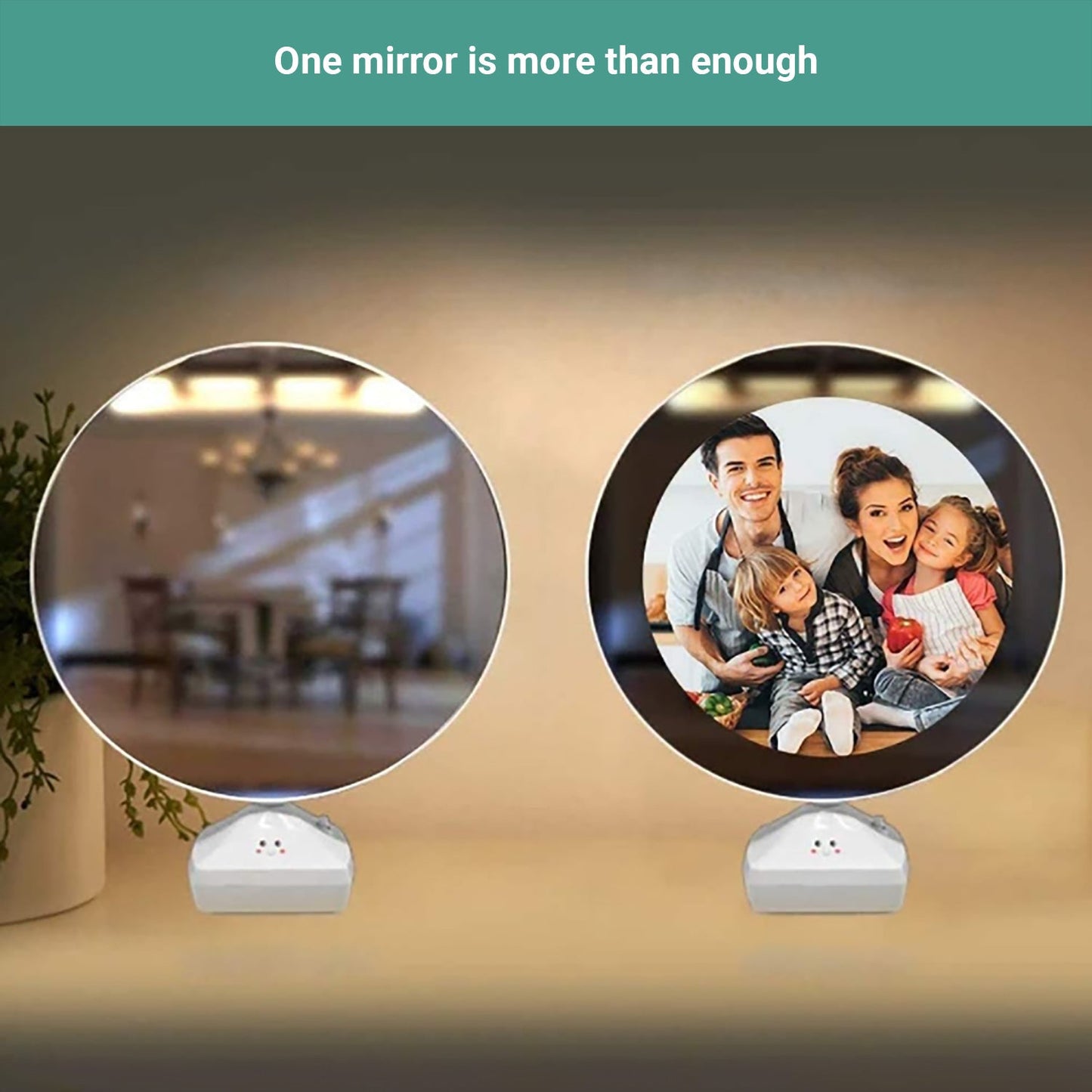 Lecluse LED Photo Frame Magic Mirror Round Makeup Light Home Decor Portable