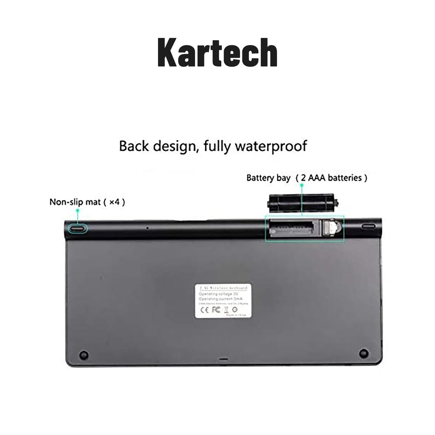 Kartech Wireless Keyboard Portable USB Mini Slim Ultra-Thin for PC Laptop