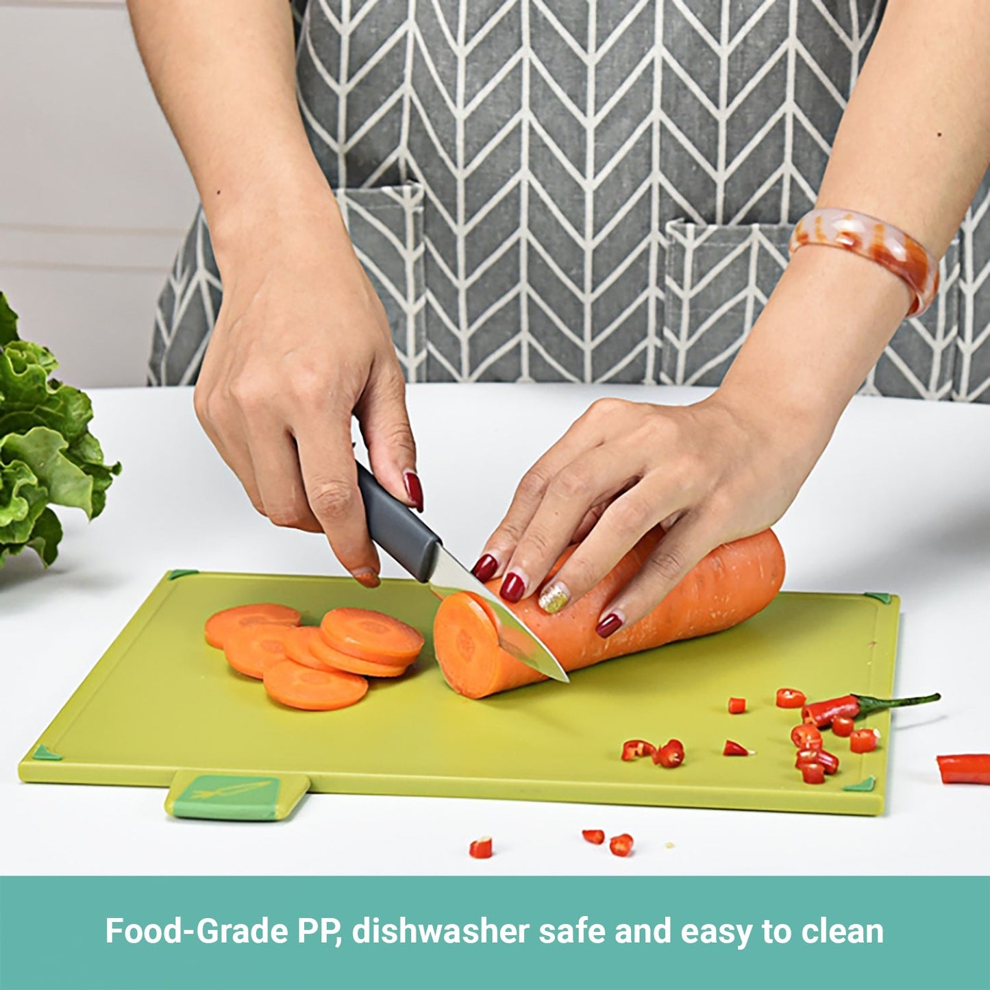Lecluse Chopping Boards Knives Set Kitchen Cutting Base Stand Rack Non-Slip