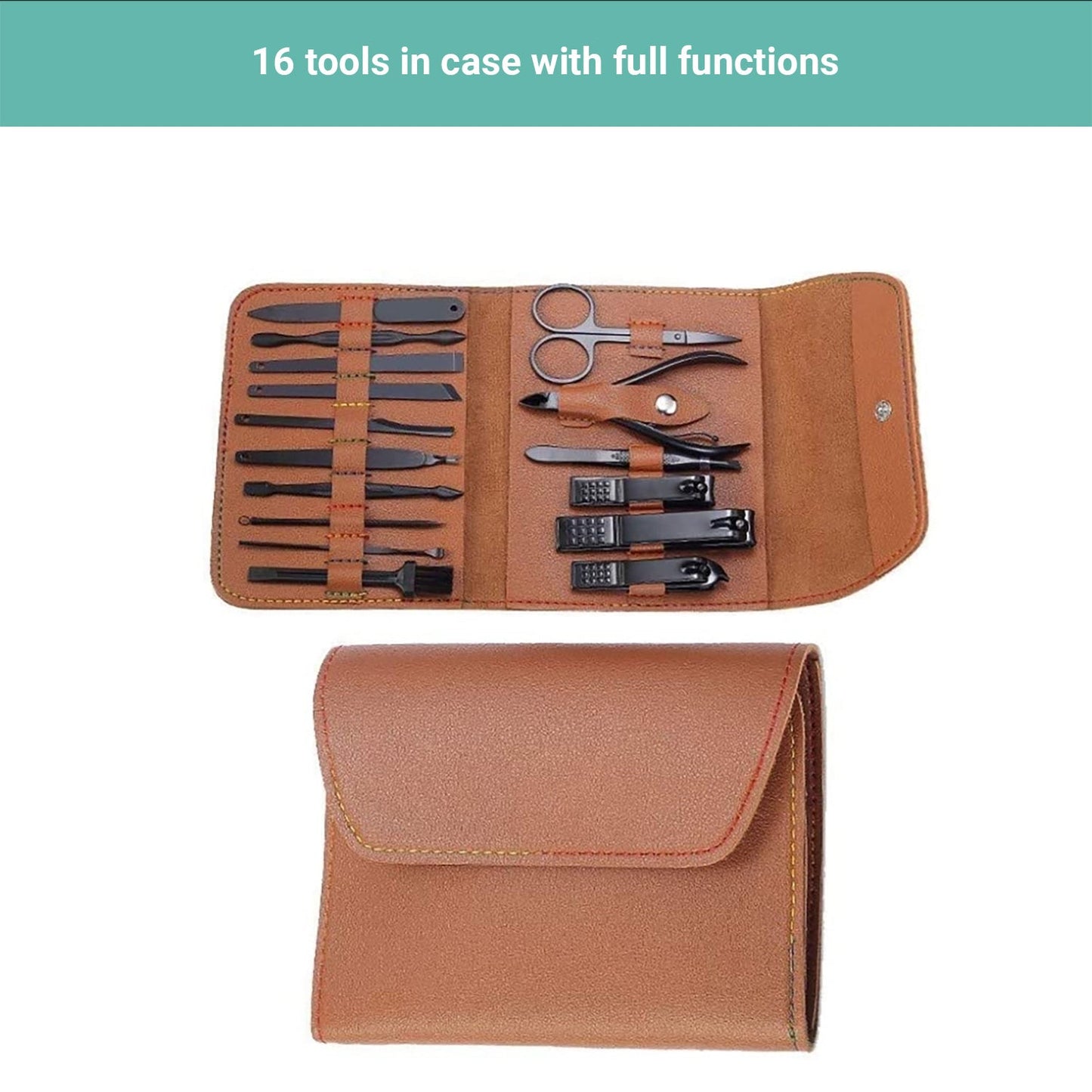 Lebeau 16Pcs Manicure Pedicure Set Nail Trimming Kit Clipper Finger Care Tool