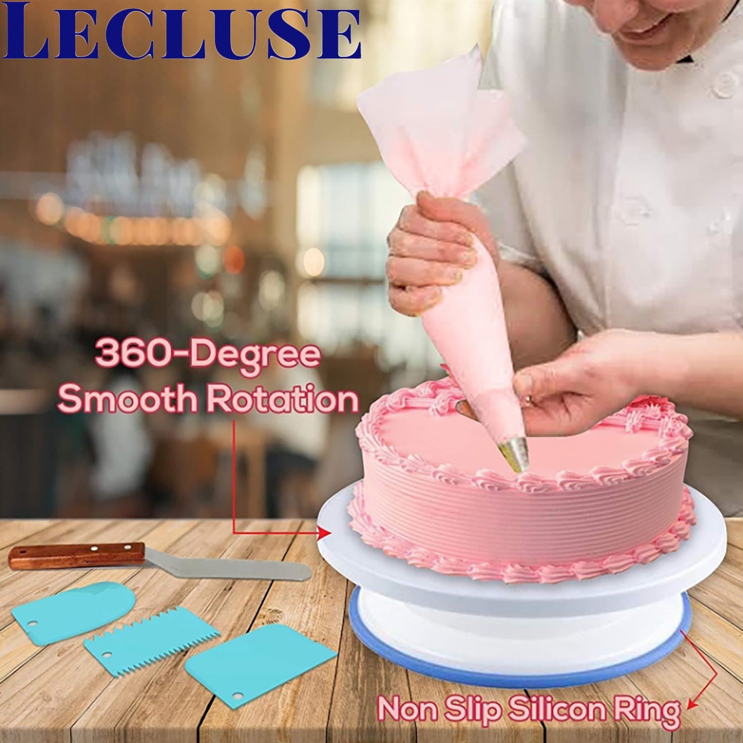 Lecluse Cake Decorating Tools Set Baking Turntable Rotating Stand 73/223Pcs