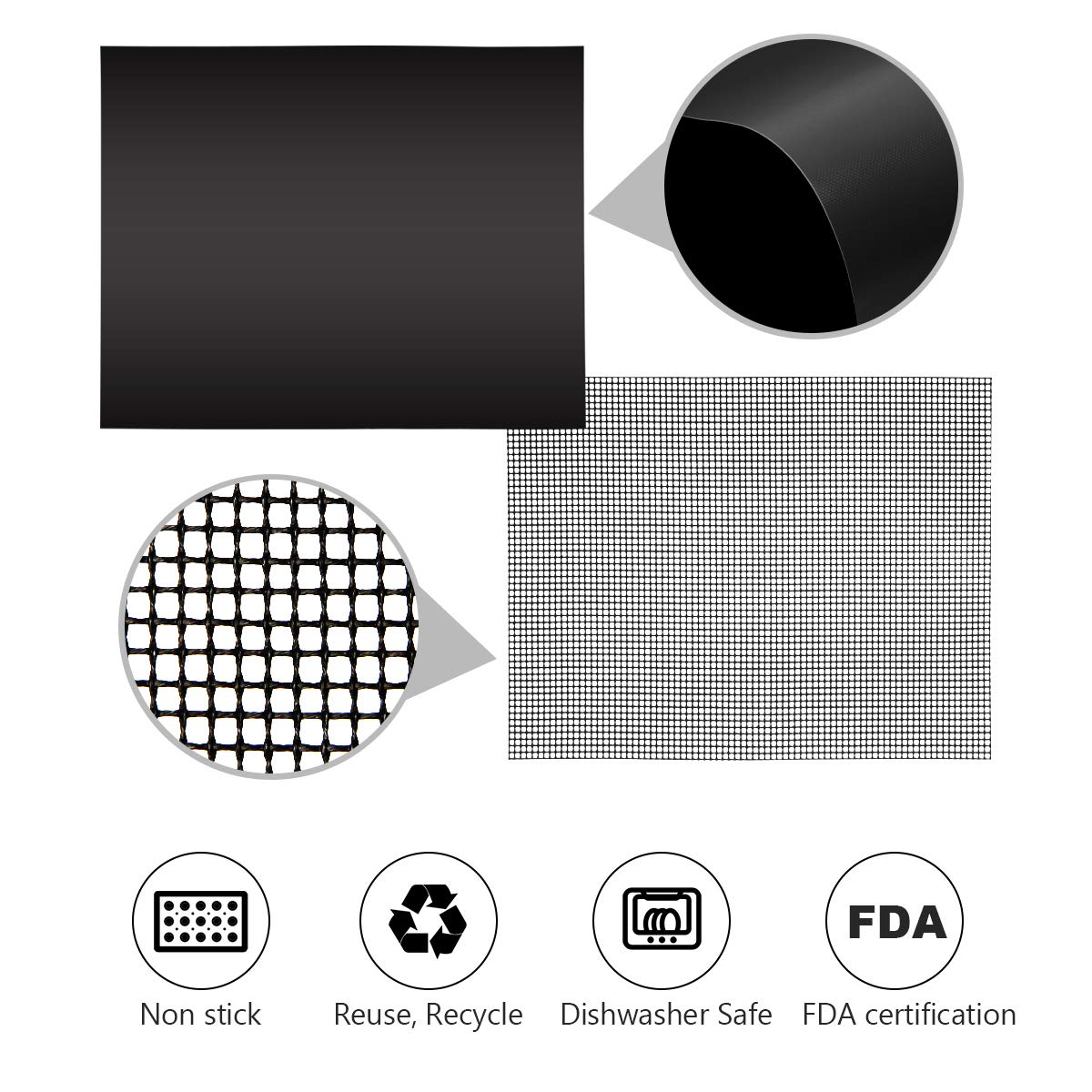 Landen BBQ Mesh Grill Mat Non-Stick Liner Cooking Barbecue Sheet Wire Baking Pad