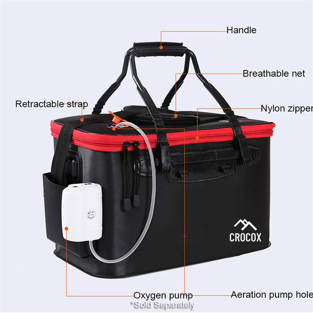Crocox Fishing Boxes Bucket Tackle Storage Plastic Live Bait Folding Small Large