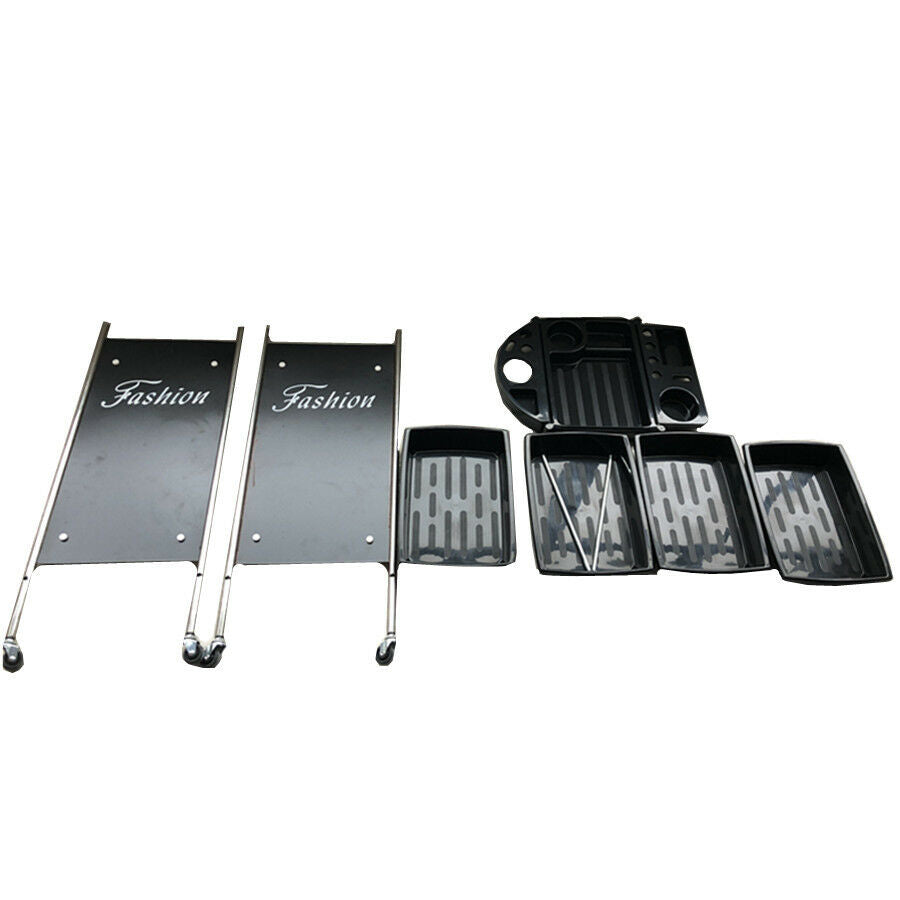 Hairdressing Trolley Salon Beauty Spa Wheel Dresser Drawer Storage Black 4 Tier