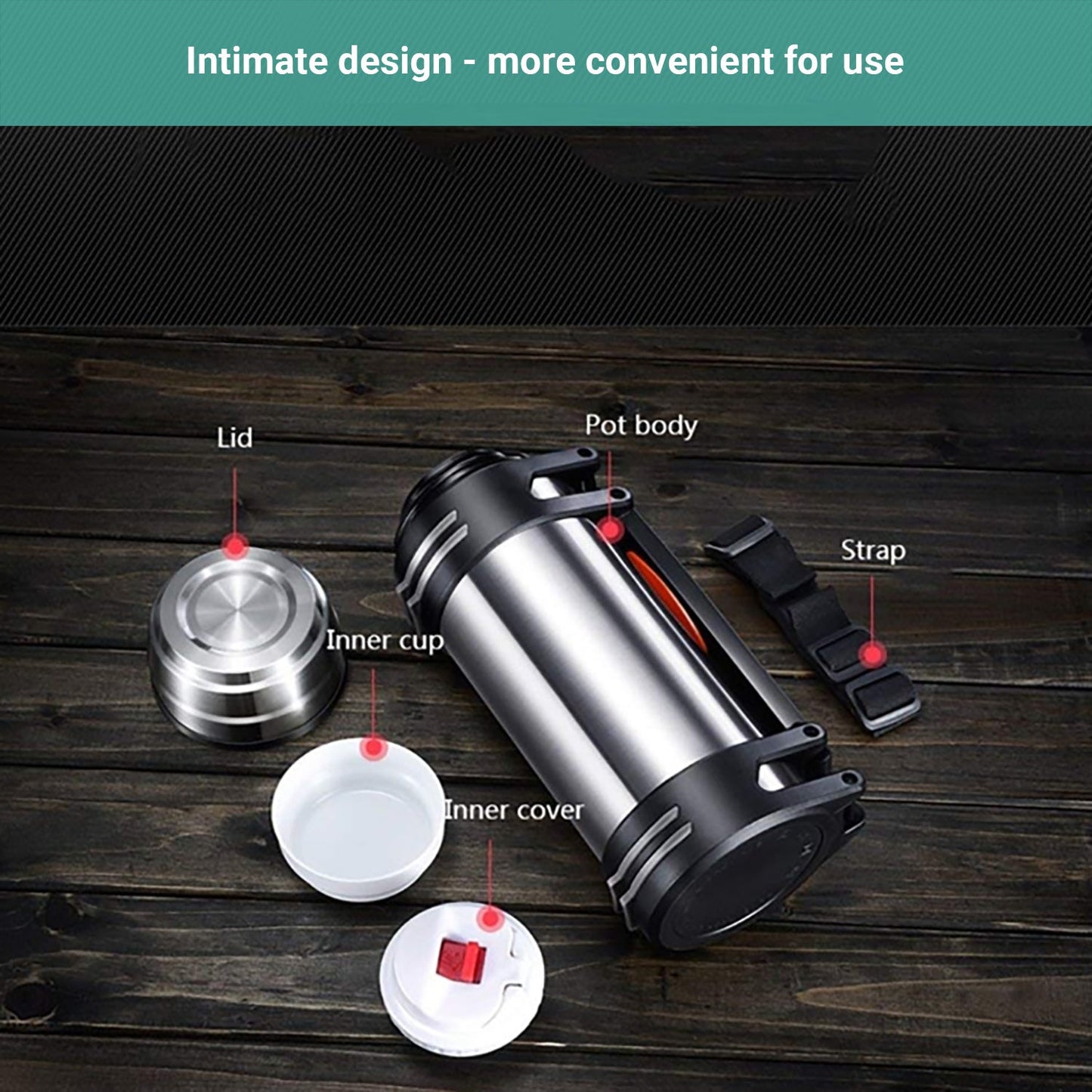 Wasel Stainless Steel Vacuum Cup Thermos Water Flask Large Capacity Travel 2.5L