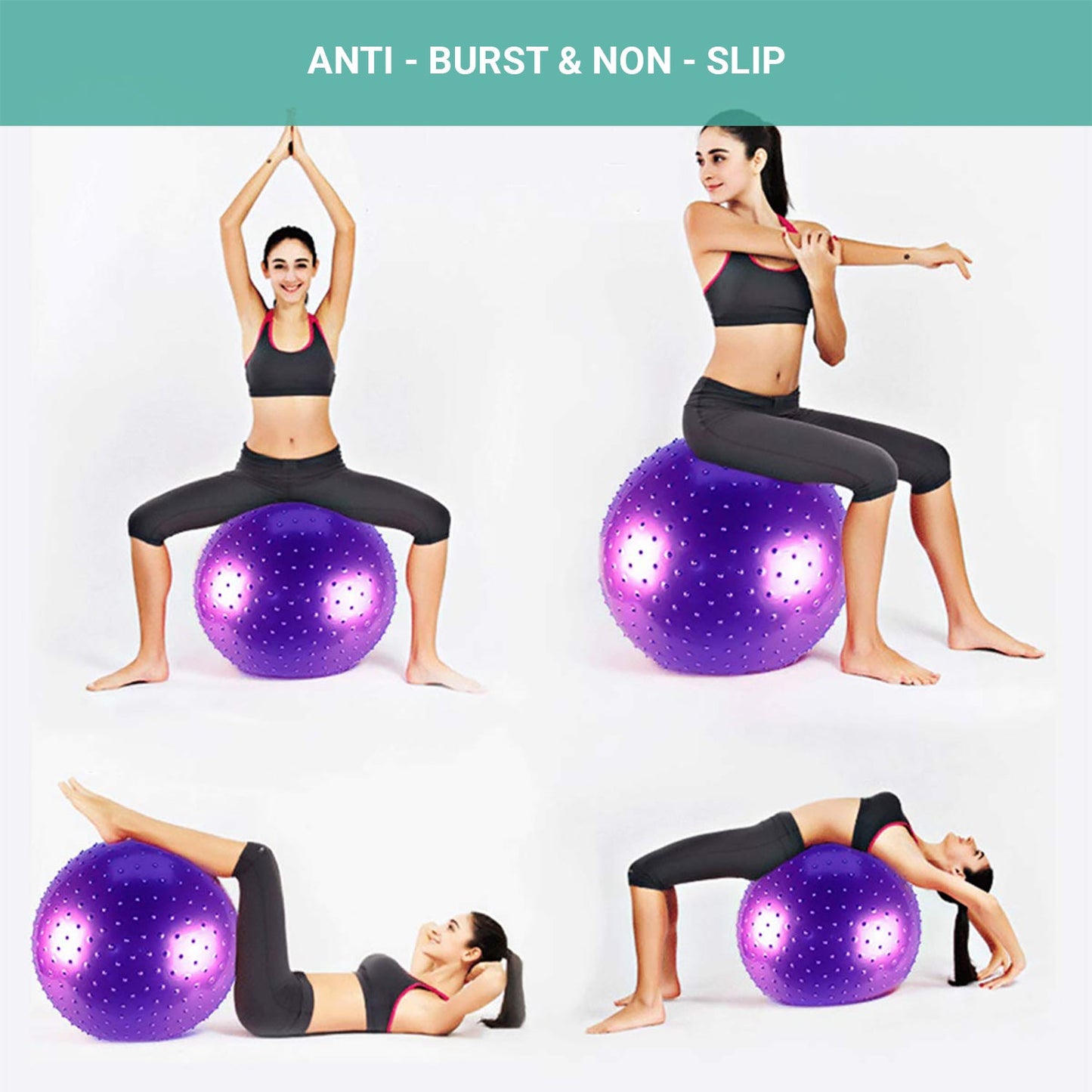 Permafit Yoga Spiky Ball Gymnastic Exercise Fitness Balance Strength With Pump
