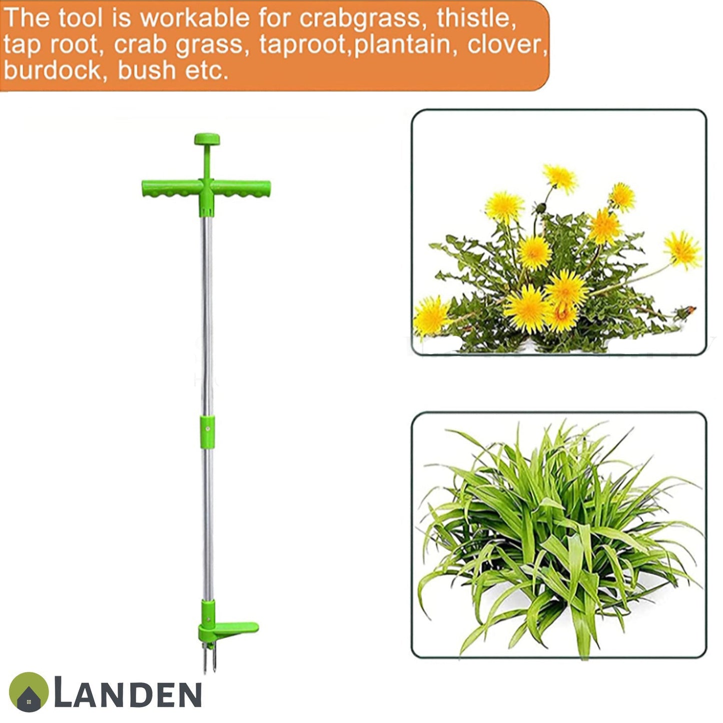 Landen Garden Weed Puller Standing Plant Root Remover Manual Weeder Hand Tool