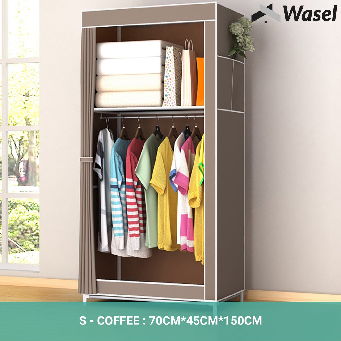 Wasel Portable Clothes Closet Large Wardrobe Storage Organiser Shelf Cabinet