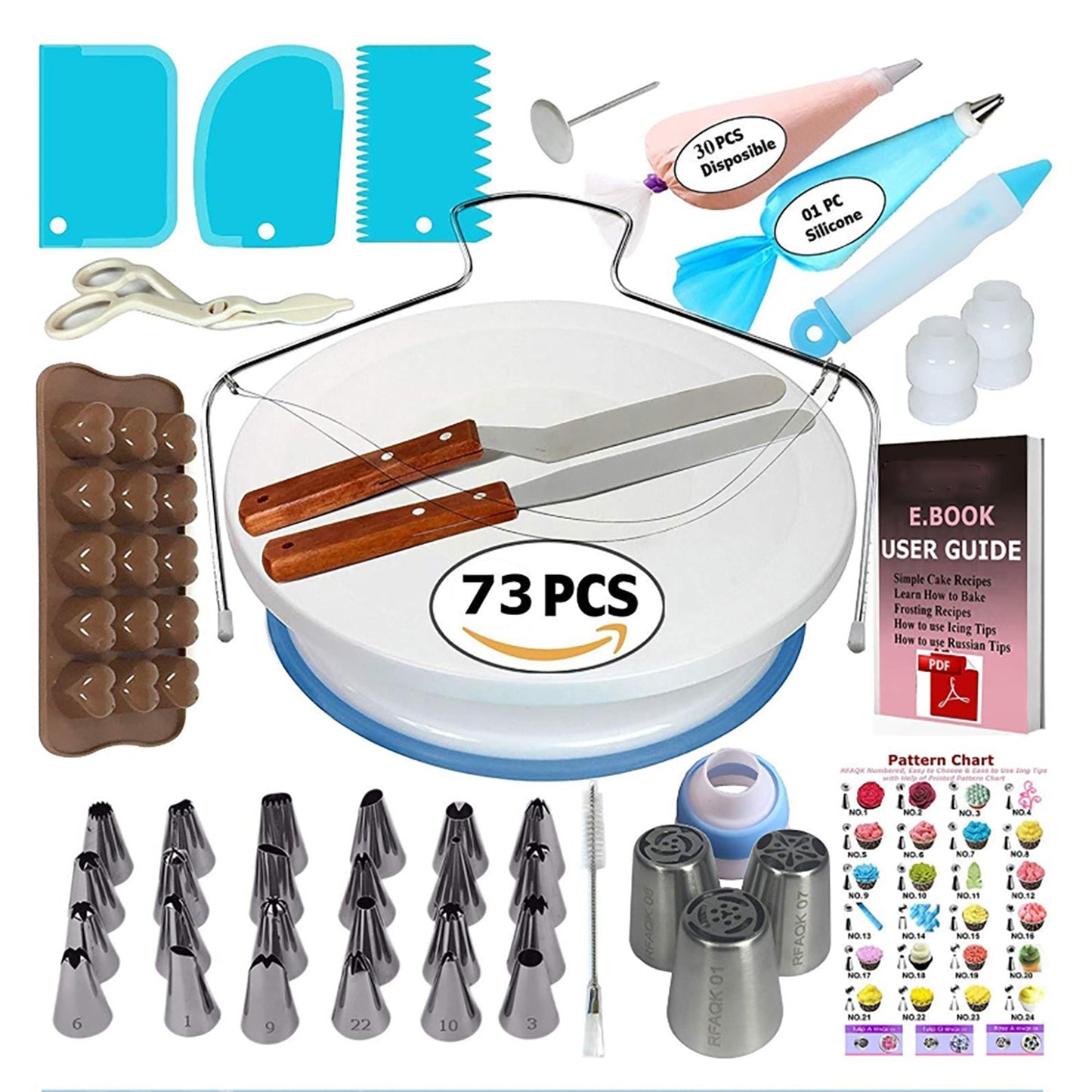 Lecluse Cake Decorating Tools Set Baking Turntable Rotating Stand 73/223Pcs