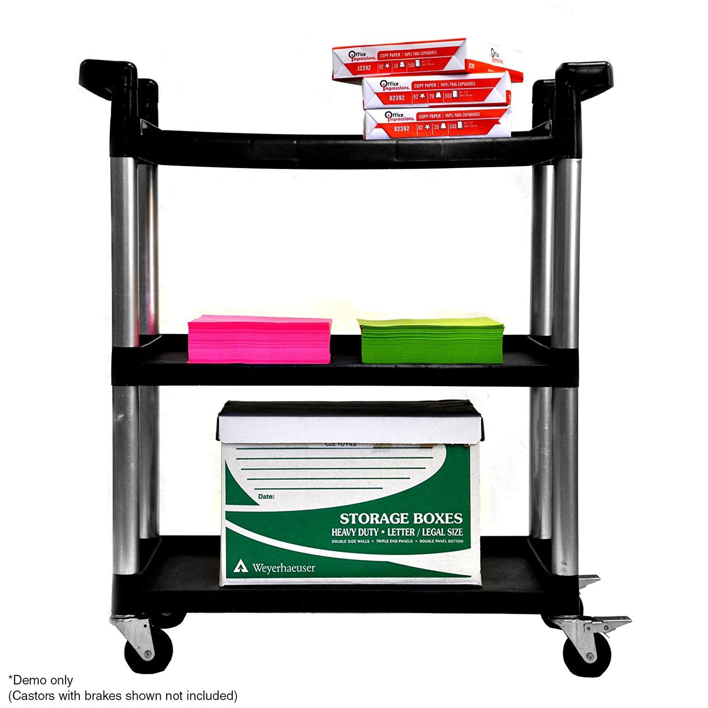 Service Cart Restaurant Trolley Kitchen Serving Catering Large Shelf Food 3 Tier