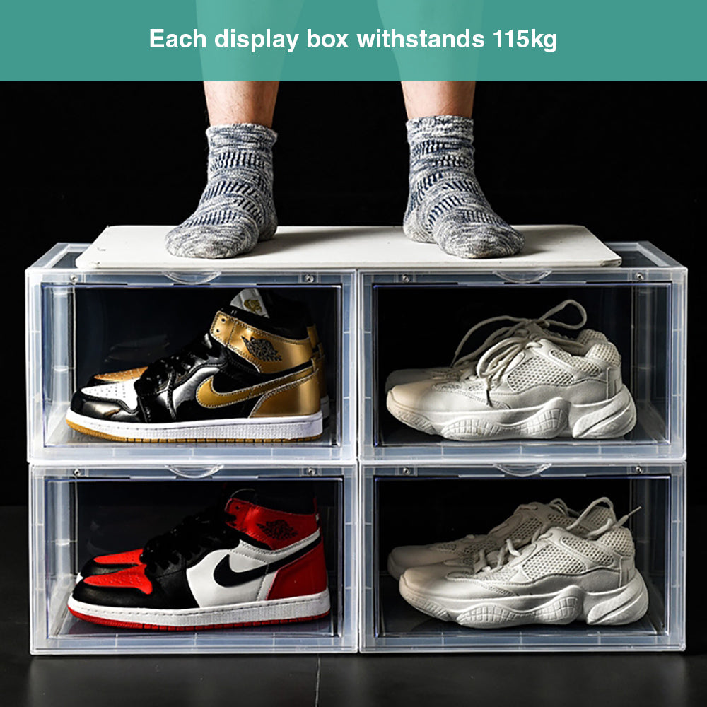 Meur Sneaker Display Cases Magnetic Shoe Box Storage Stackable Clear Rack Cubes