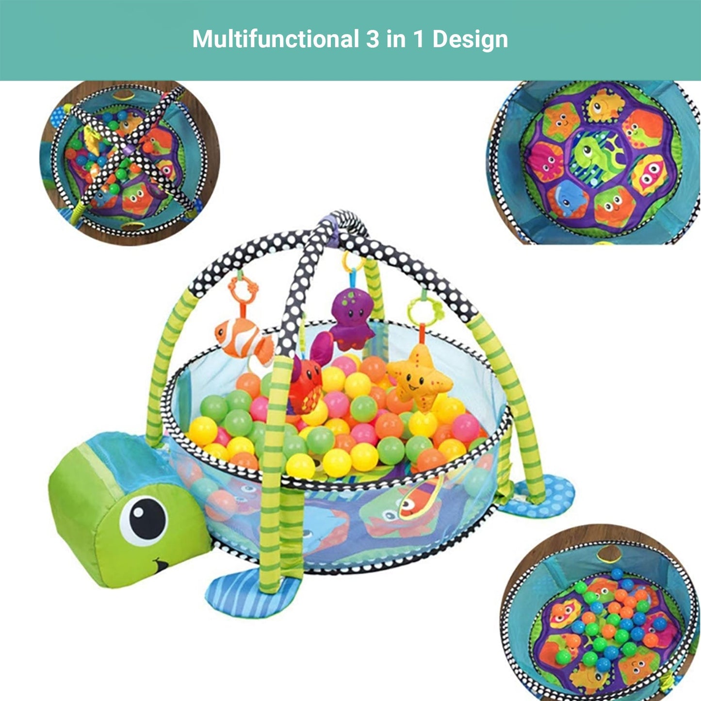 Truboo 3 in 1 Baby Activity Gym Infant Play Floor Mat Ball Pit Toys Fitness