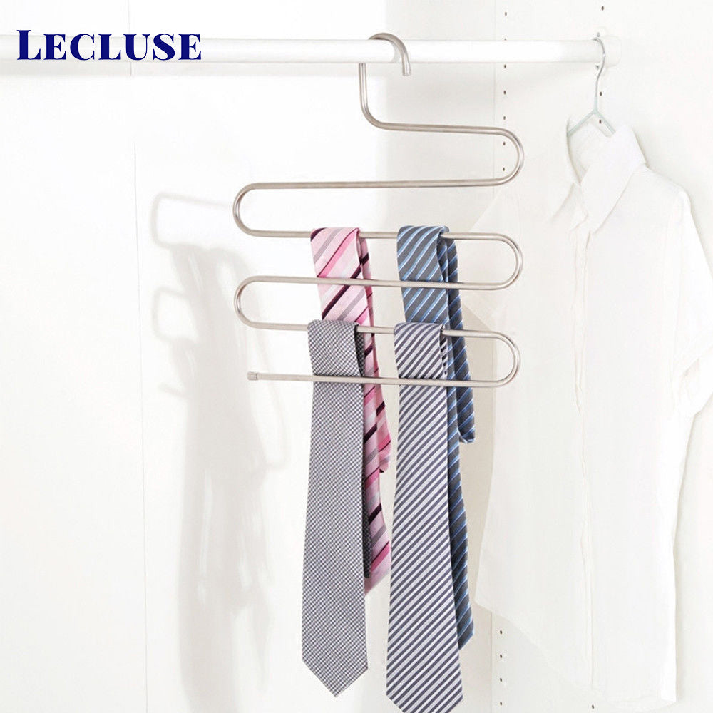 Lecluse Stainless Steel Trouser Hangers Pants Tie Clothes Coat Space Saving Bulk