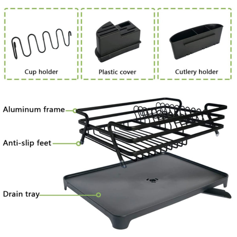 Lecluse Aluminum Dish Drying Rack Rustproof Sink Dish Rack And Drainboard Set Di