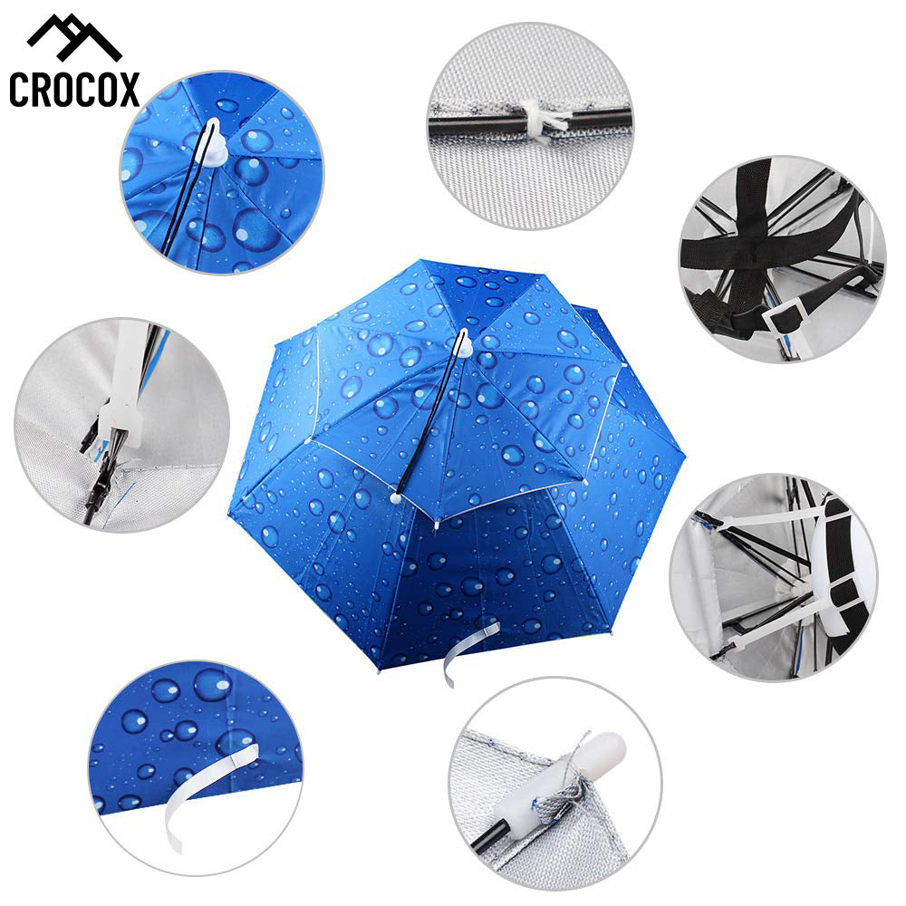 Crocox Fishing Umbrella Hat Folding Outdoor Golf Camping Headwear UV Mens Wide
