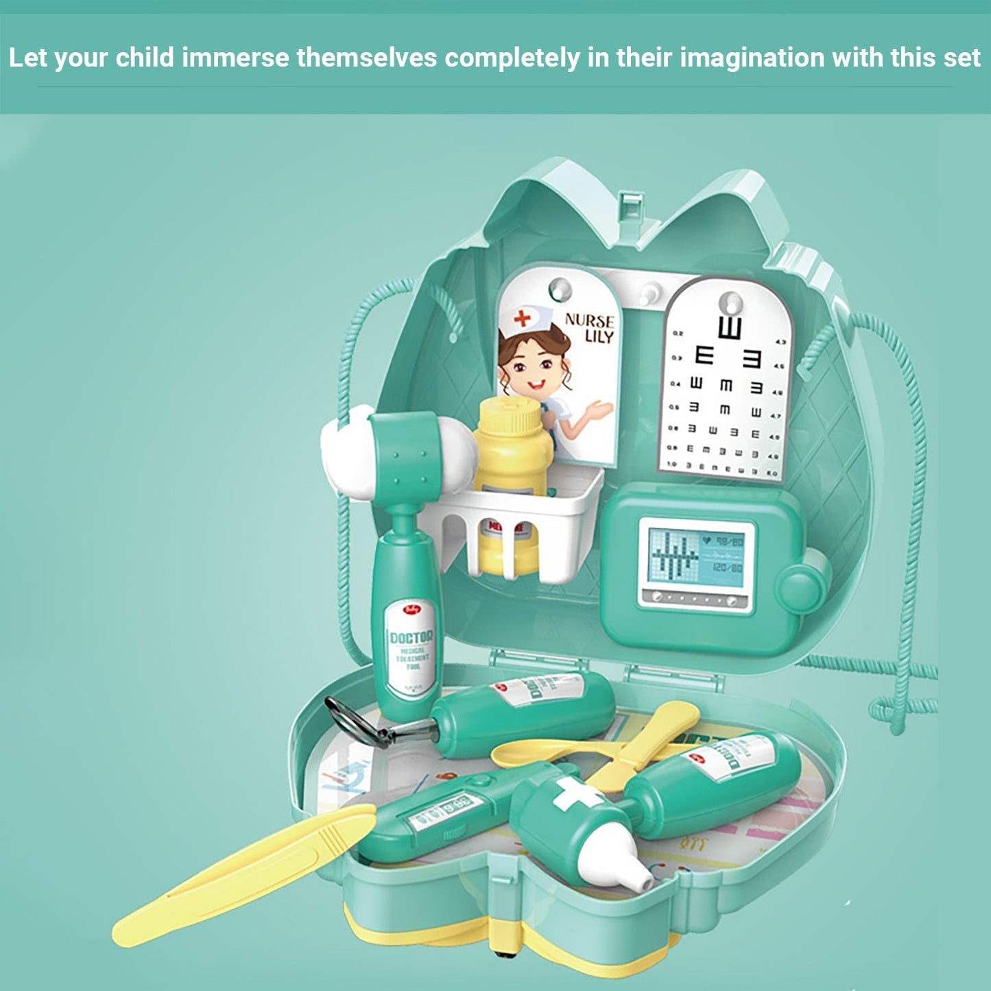 Truboo Kids Pretend Toy Playset Makeup Doctor Cooking Educational Kit Carry Box