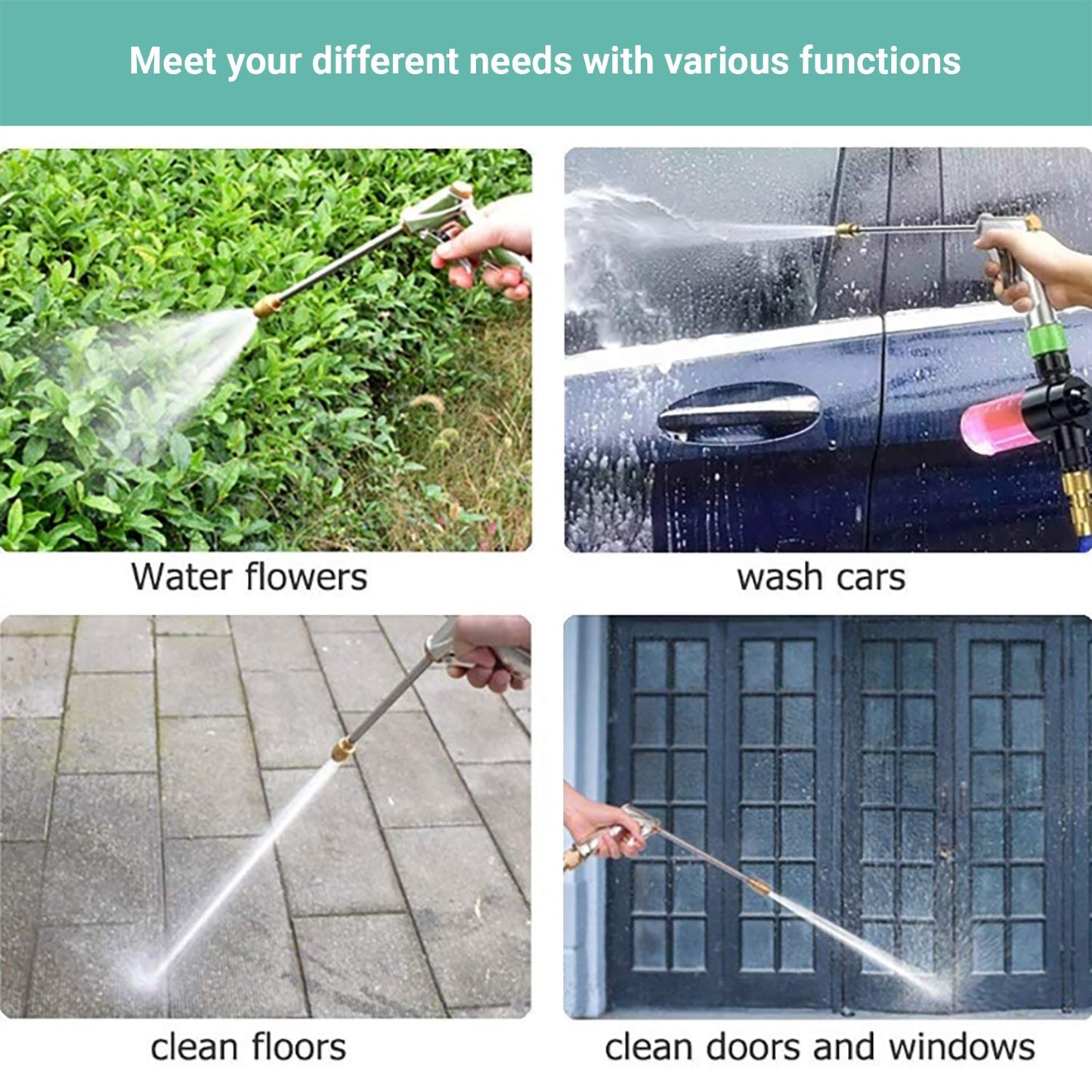 Kartech High Pressure Hose Car Water Foam Cleaner Garden Spray Gun Expandable