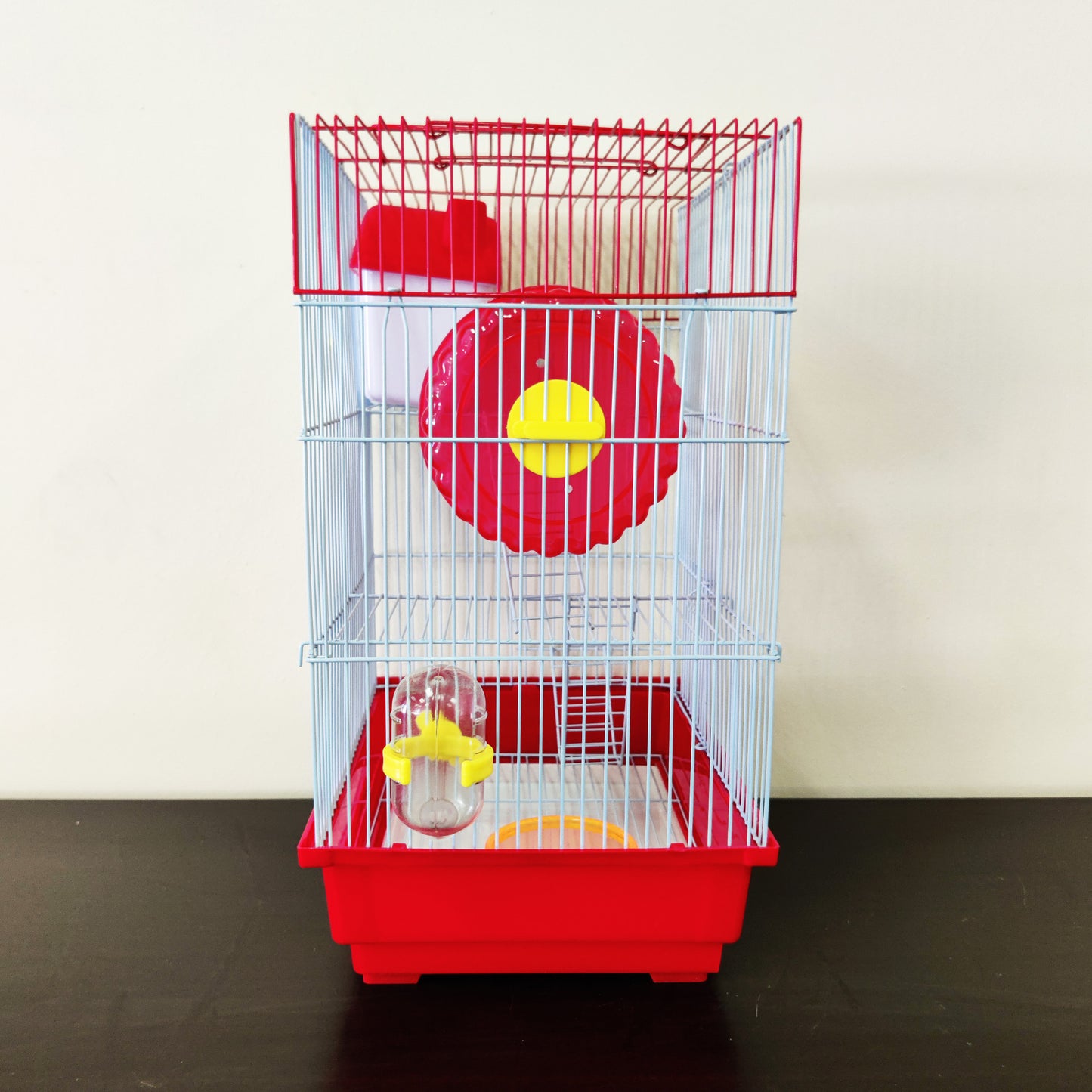 Mouse Hamster Cage Metal Frame Square Roof Red Coloured Toys 30cm x 23cm x 41cm