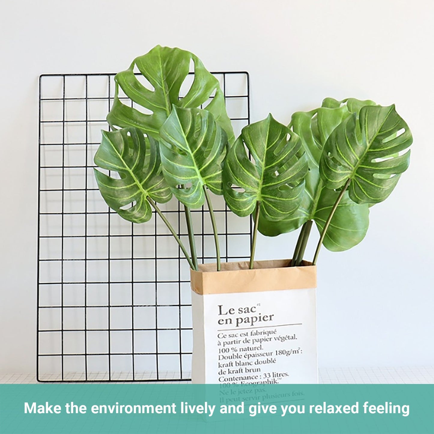 Landen Artificial Plants Fake Monstera Palm Leaves Real Touch Home Decoration