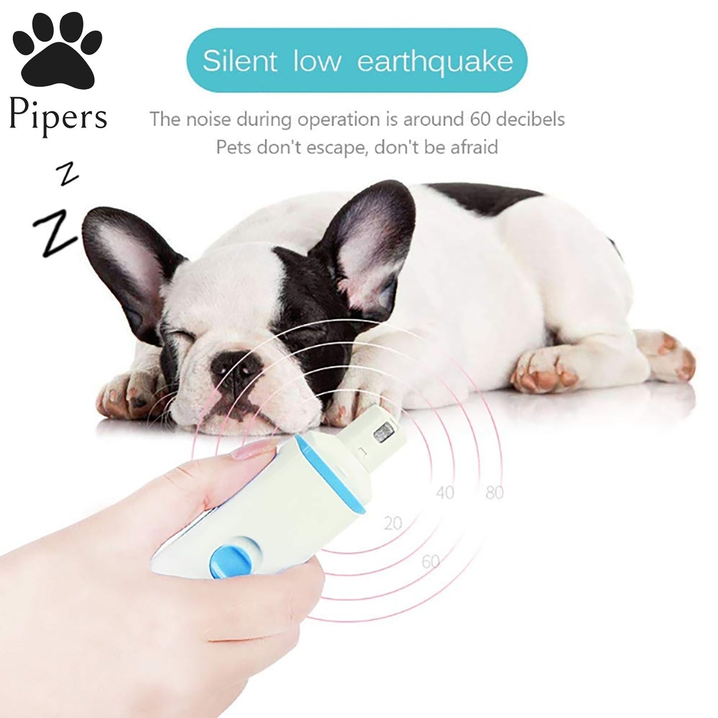 Pipers Pet Electric Nail Grinder Dog Cat Tool Claw Toe Grooming Trimmer Clipper