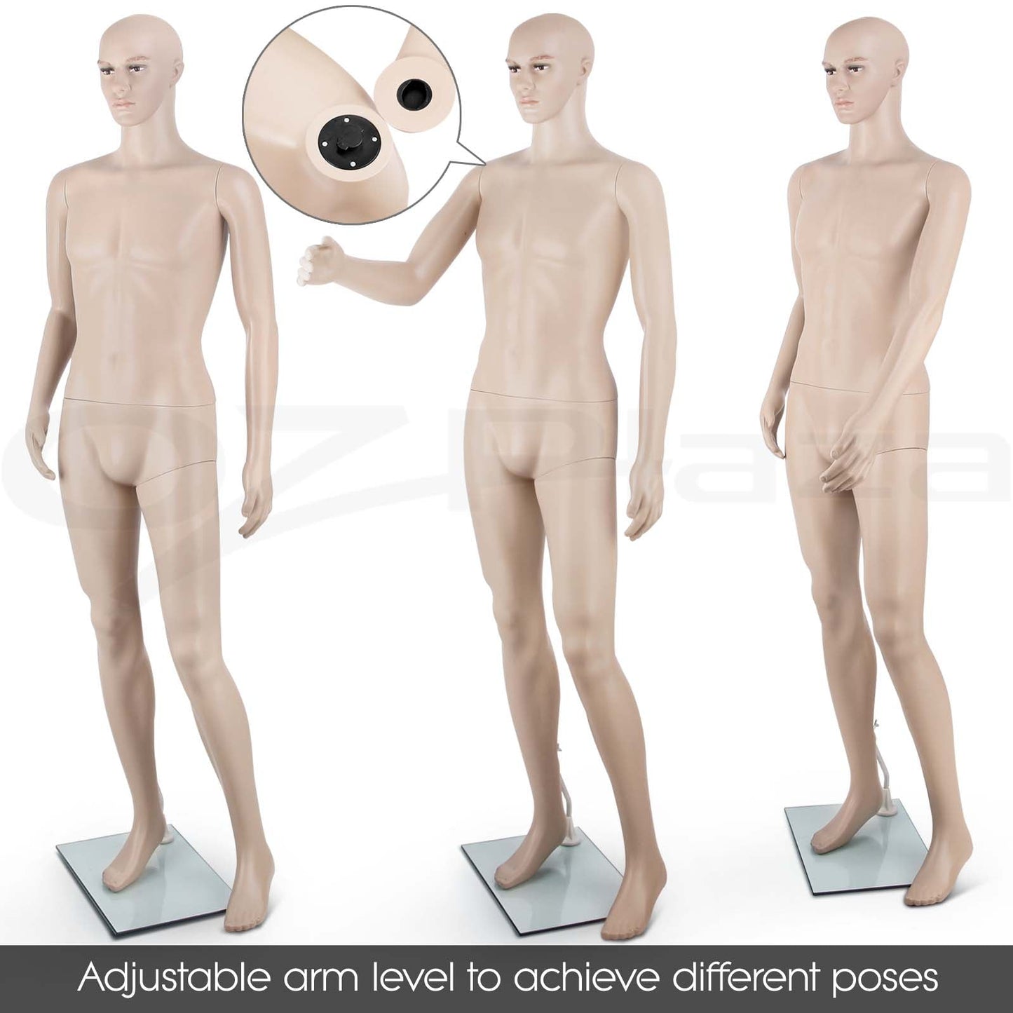 Full Body Mannequin Female Male Clothes Display Torso White Black Adjustable 185 - Simply Homeware