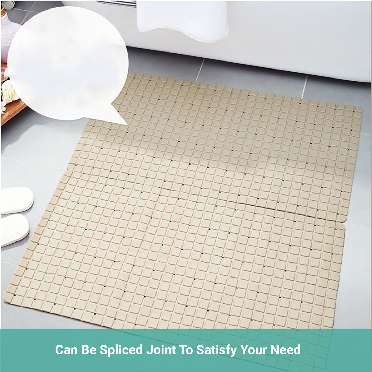 Wasel Bathroom Non-Slip Mat PVC Bath Foot Massage Lattice Suction Pad 38×70CM