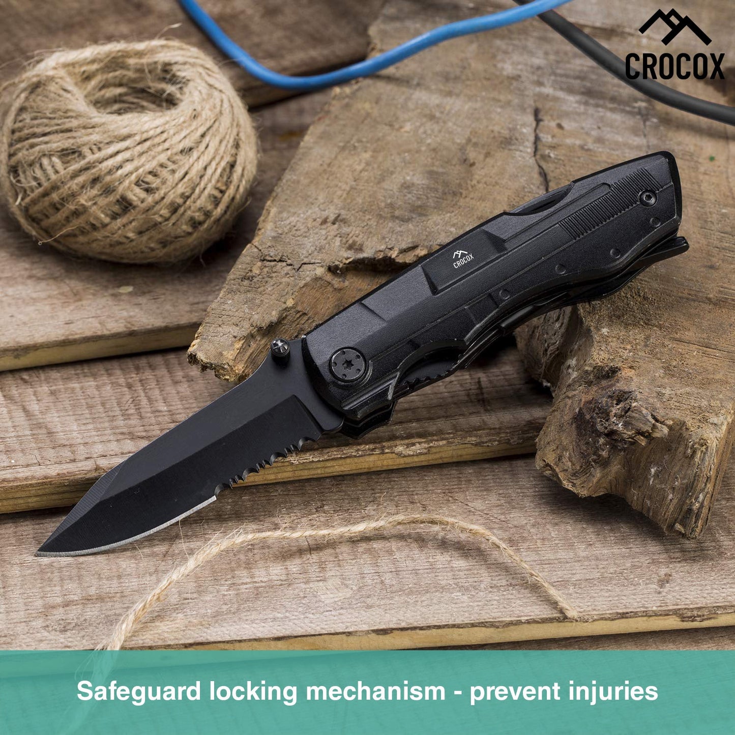 Crocox Mini EDC Folding Knife Utility Set Pocket Survival Tools Hunting Tactical