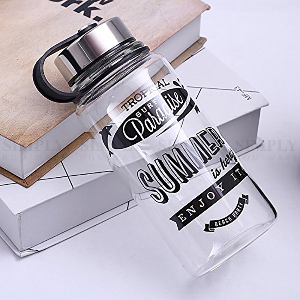 Glass Water Bottle 1L 1000ml BPA Free Sports Tea Crystal Juice Drinking Bottles - Simply Homeware