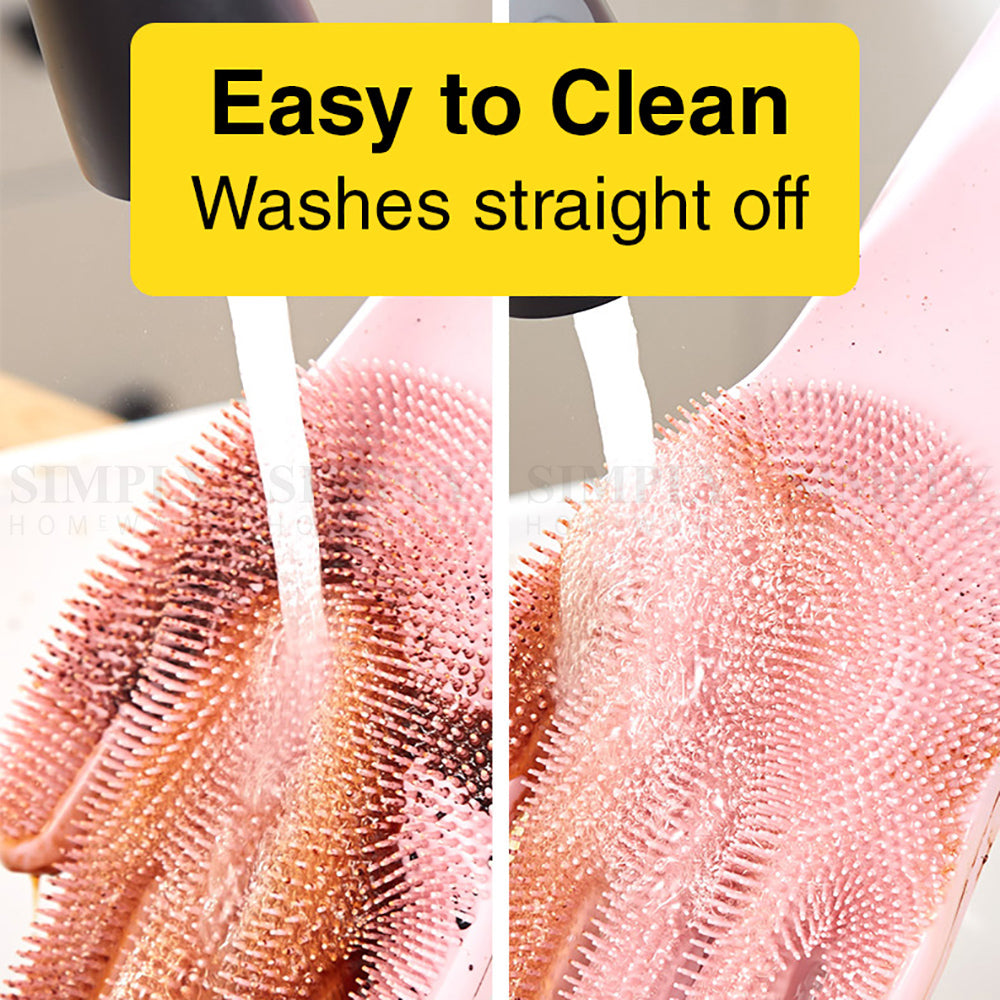 Silicone Scrubbing Gloves Magic Dish Scrubber Washing Cleaning Sponge Rubber - Simply Homeware