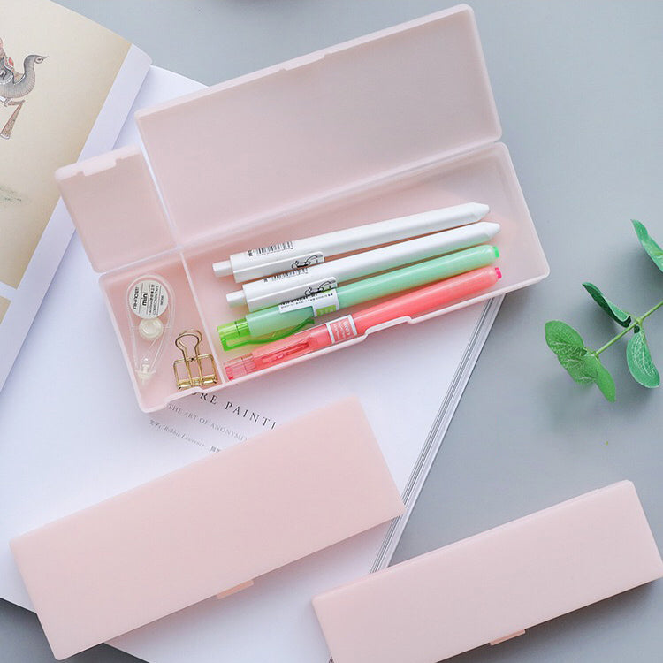 Pencil Case Clear Pen Box Stationery Waterproof Office School Plastic Classic AU