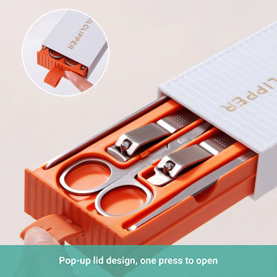 Korean Nail Clipper Set Sharp Fingernails Clippers And Toenails Clippers With Nail File And Nail Scissors Ear Pick With Case For Women And Men 5Pcs