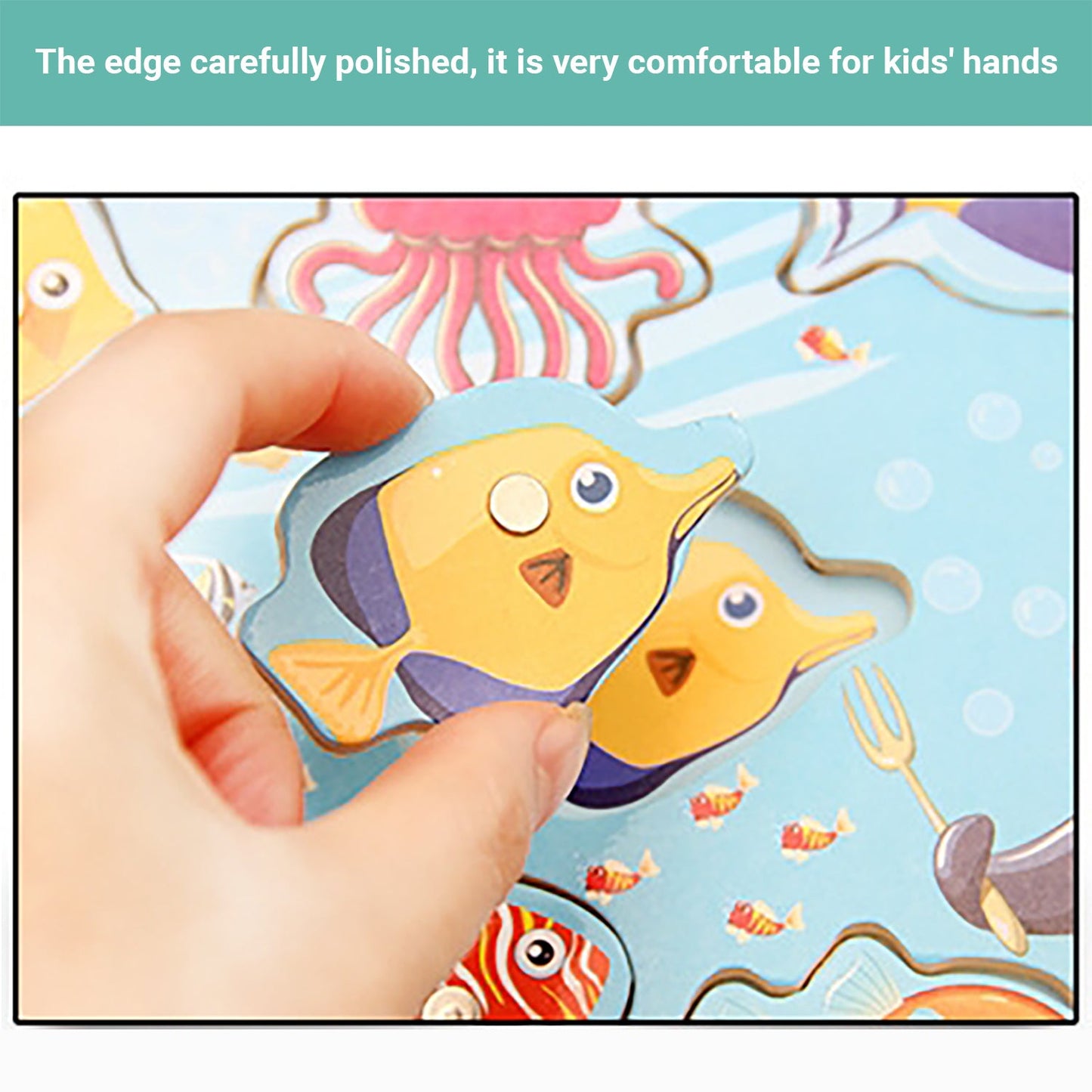 Truboo Kids Magnetic Fishing Toy Children Wooden Puzzle Game Set Toddlers 2 3 4
