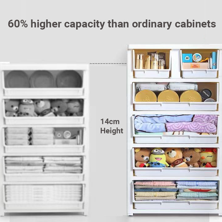 Lecluse 5-Tiers Storage Drawer Plastic Storage Chest Of Drawers Dresser Tallboy With Wheels 5 Tiers Cabinet Level Wheel Box Cloth Storage Toy Storage Snack Drawer