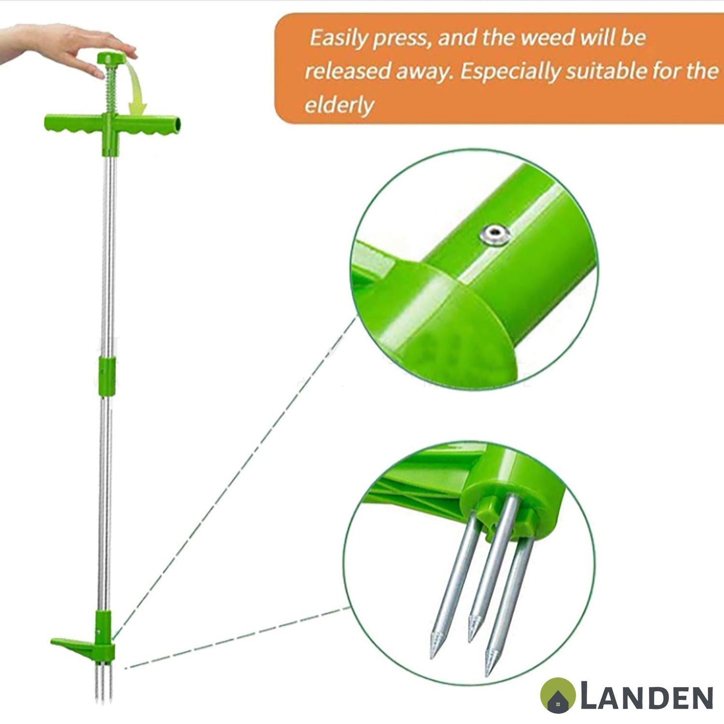 Landen Garden Weed Puller Standing Plant Root Remover Manual Weeder Hand Tool