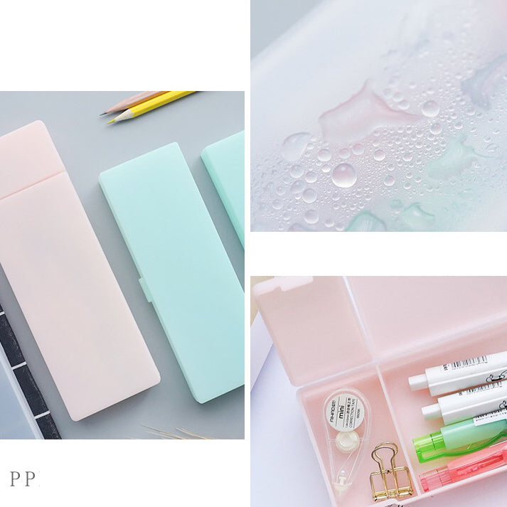 Pencil Case Clear Pen Box Stationery Waterproof Office School Plastic Classic AU