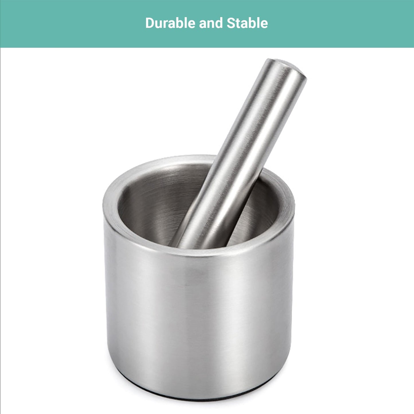 Wasel Mortar And Pestle Set Stainless Steel Garlic Crusher Spices Herbs Grinder