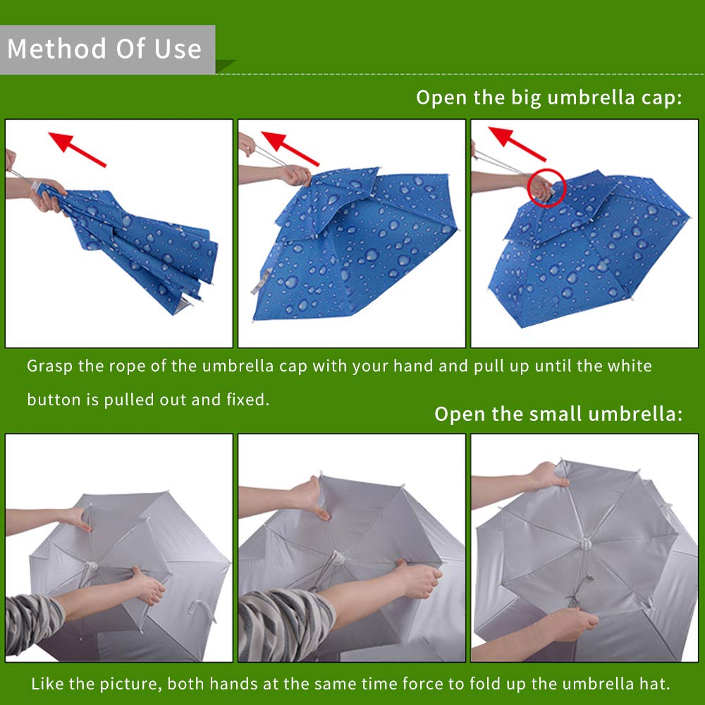 Crocox Fishing Umbrella Hat Folding Outdoor Golf Camping Headwear UV Mens Wide