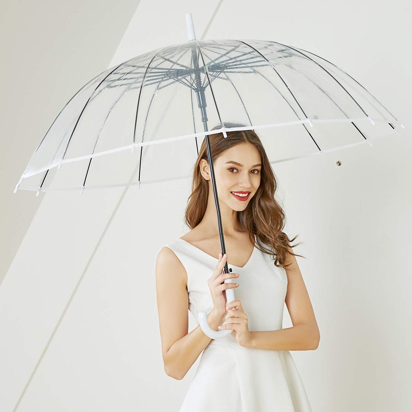 Crocox Clear Umbrellas Automatic Windproof Large Long Men Womens Dome Birdcage
