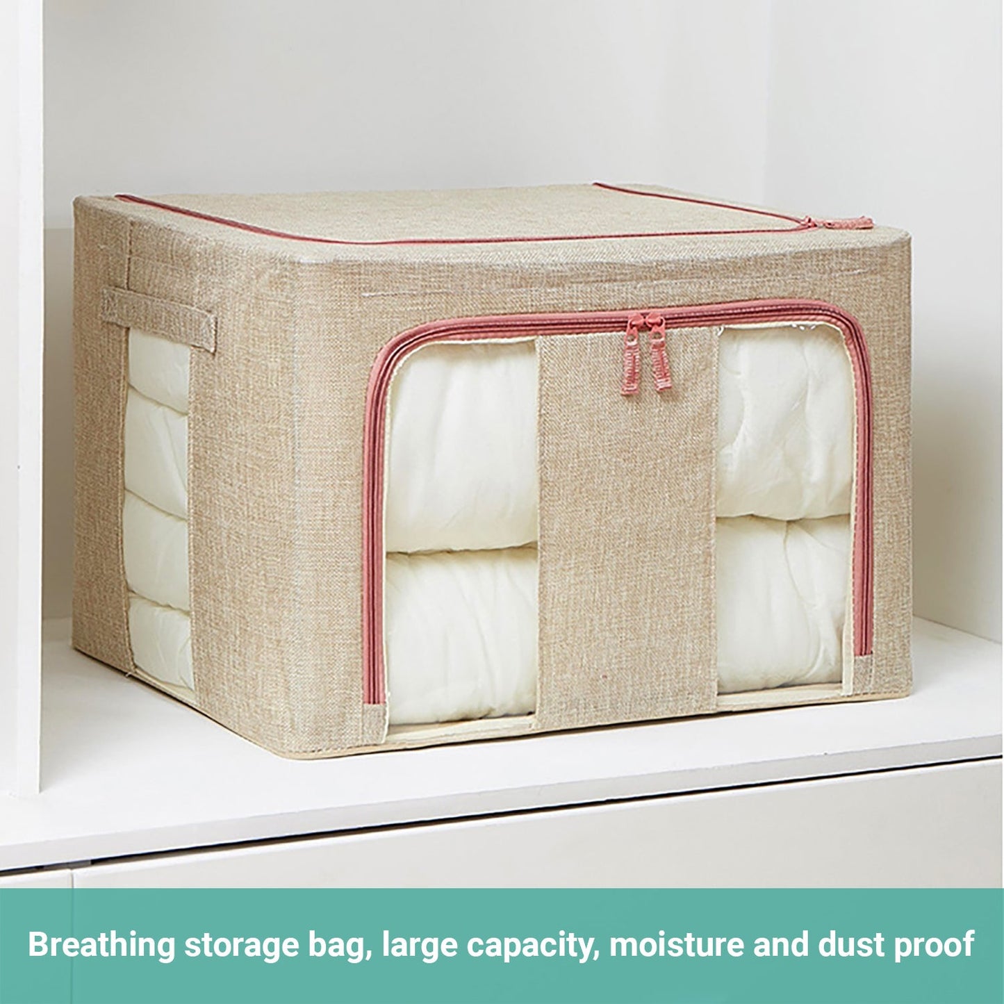 Lecluse Foldable Storage Bag Cloth Quilt Blanket Toy Organizer Zipper Box Oxfor
