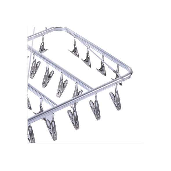 Stainless Steel Clothes Hanger Airer Dryer 28 Pegs Clips Rack Sock Underwear
