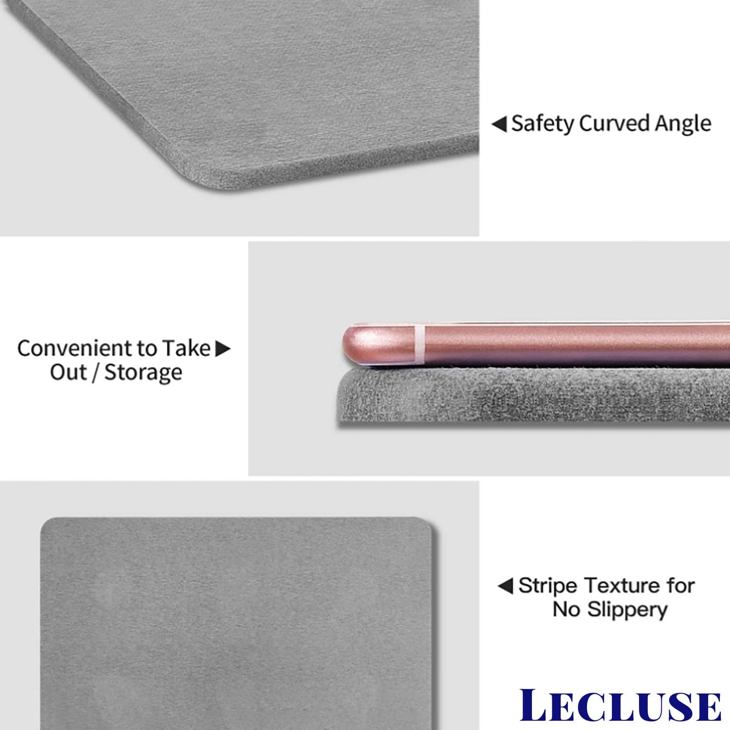 Lecluse Diatomaceous Earth Bath Mat Nonslip Absorbent Bath Mat Bathroom Floor Sh
