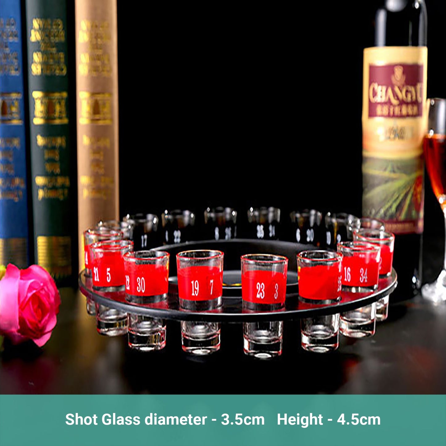 Pardy Bar Roulette Drinking Game Set Party KTV Gala Adult 16 Shot Glass