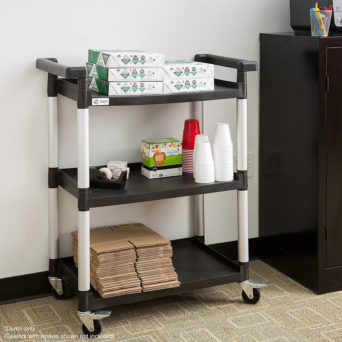Service Cart Restaurant Trolley Kitchen Serving Catering Large Shelf Food 3 Tier