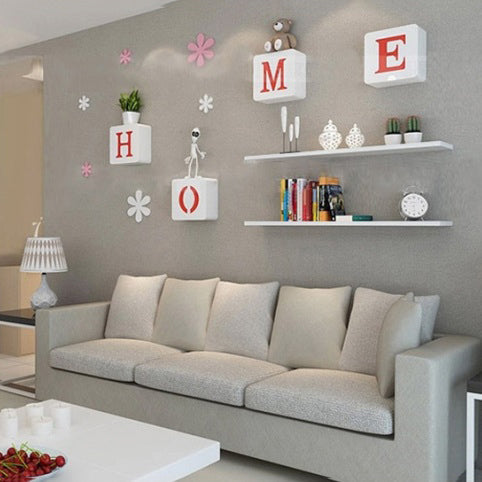 Square Wall Storage Shelf Unit Rack Door Shelves Floating Bookshelf White Home