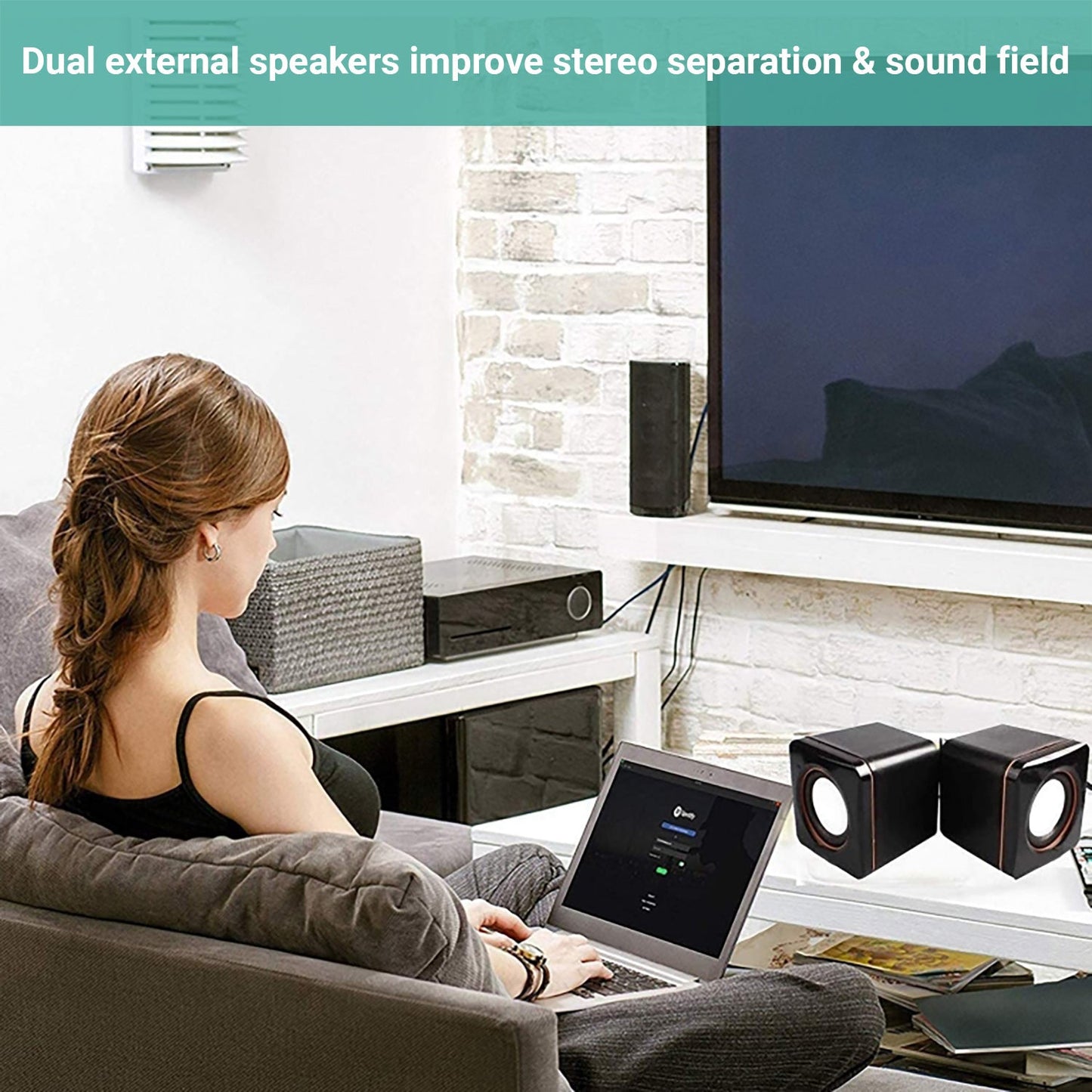 2x Kartech Mini Computer Speakers USB 2.0 Multimedia Music Stereo Desktop Sound