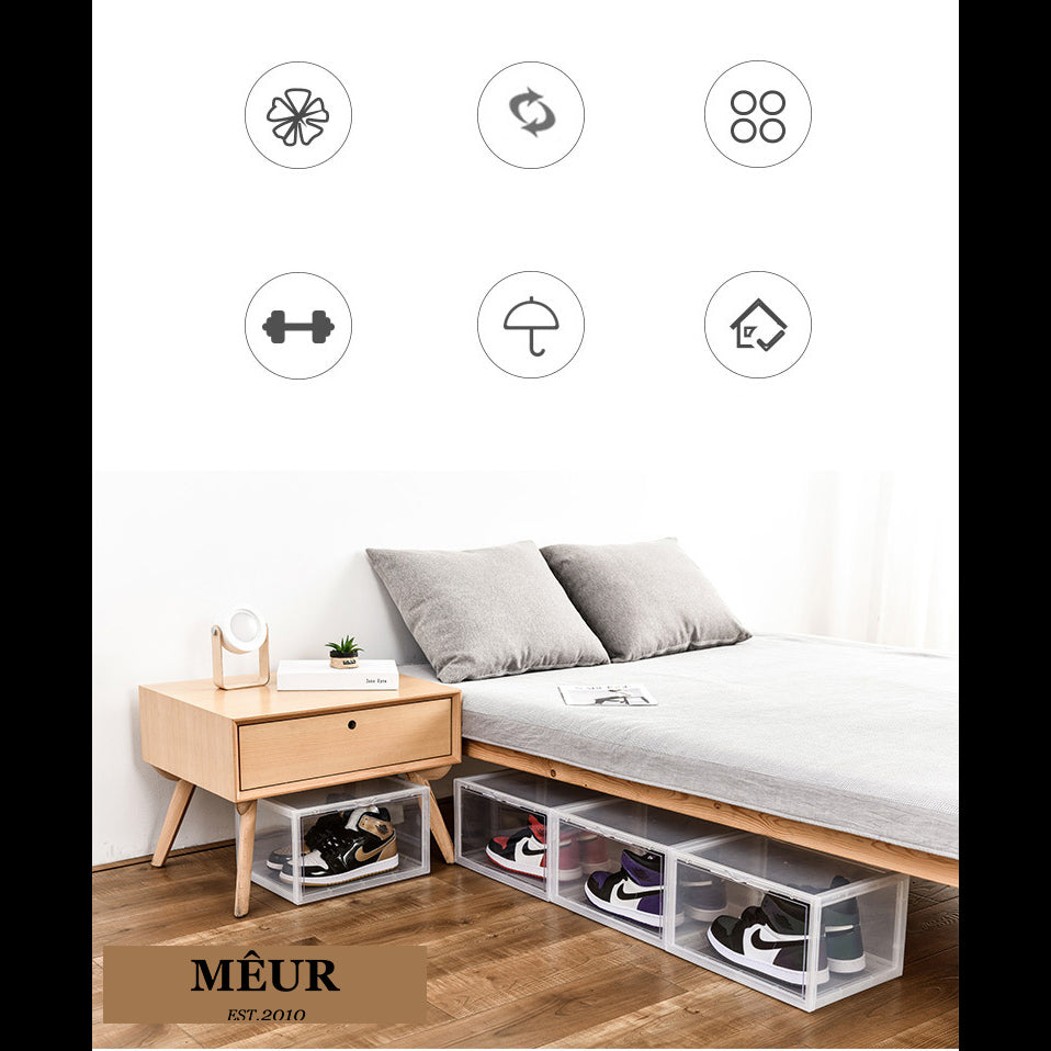 Meur Sneaker Display Cases Magnetic Shoe Box Storage Stackable Clear Rack Cubes