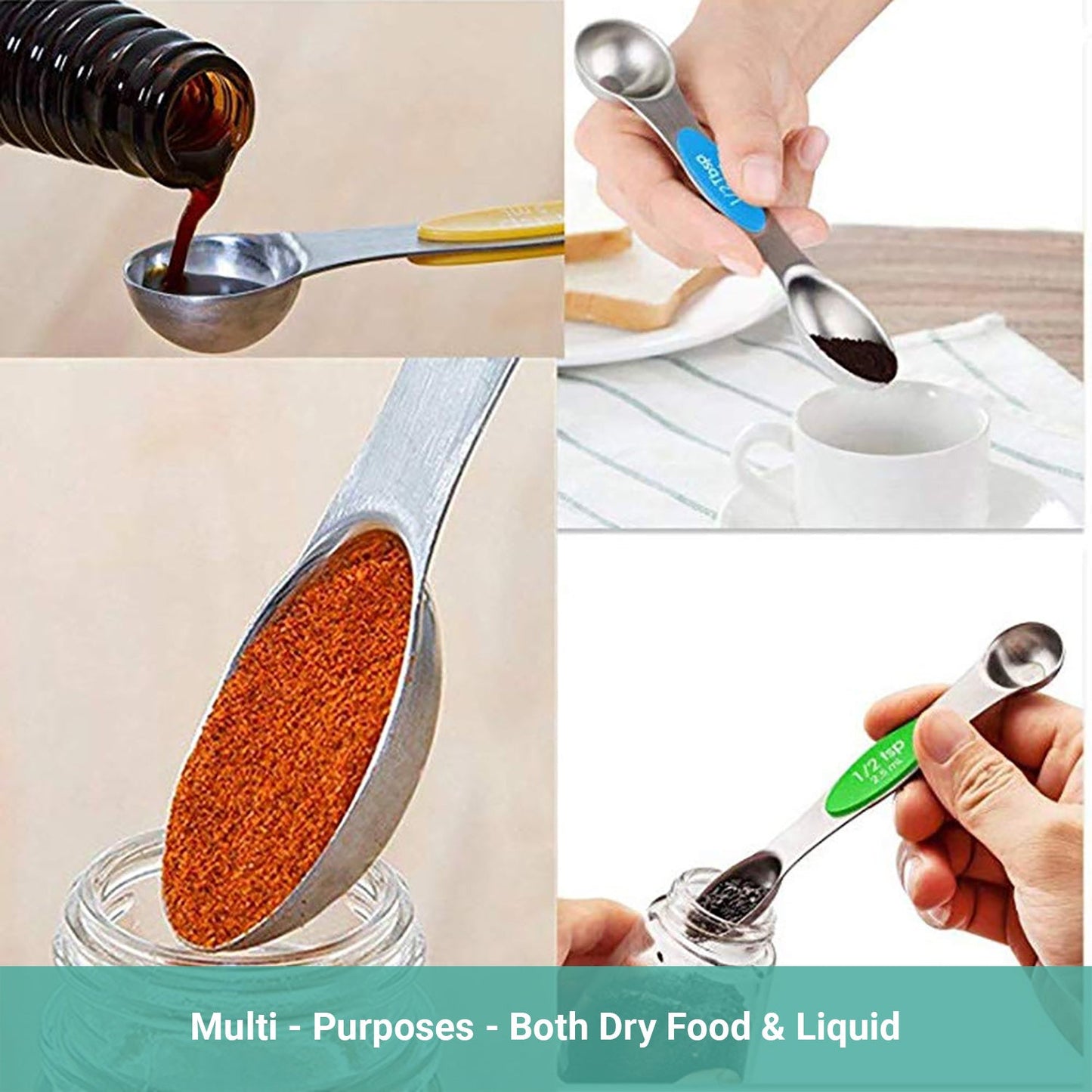 Lecluse Stainless Steel Measuring Spoons Cups Set Metal Tablespoon Tools 11PCS