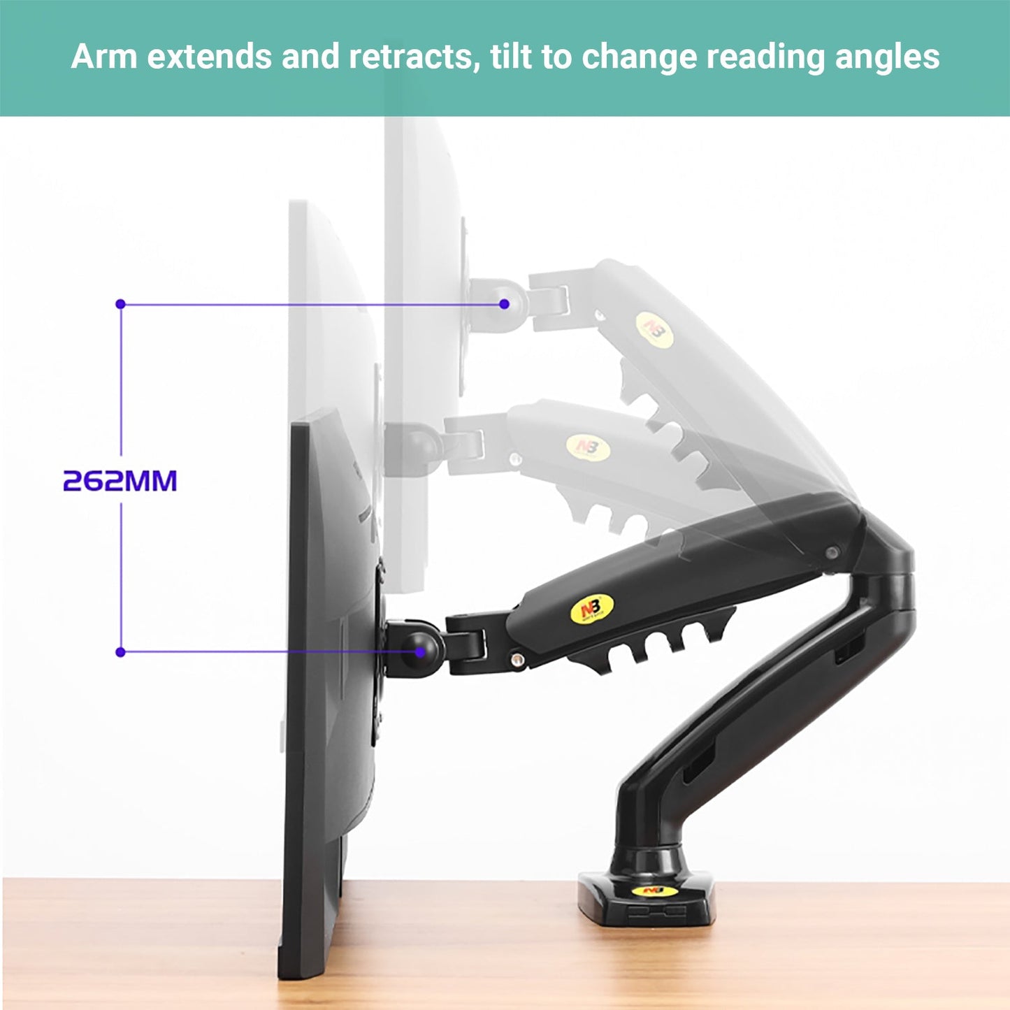Kartech Computer Monitor Arm LCD Holder Screen Bracket Display Single Stand VESA